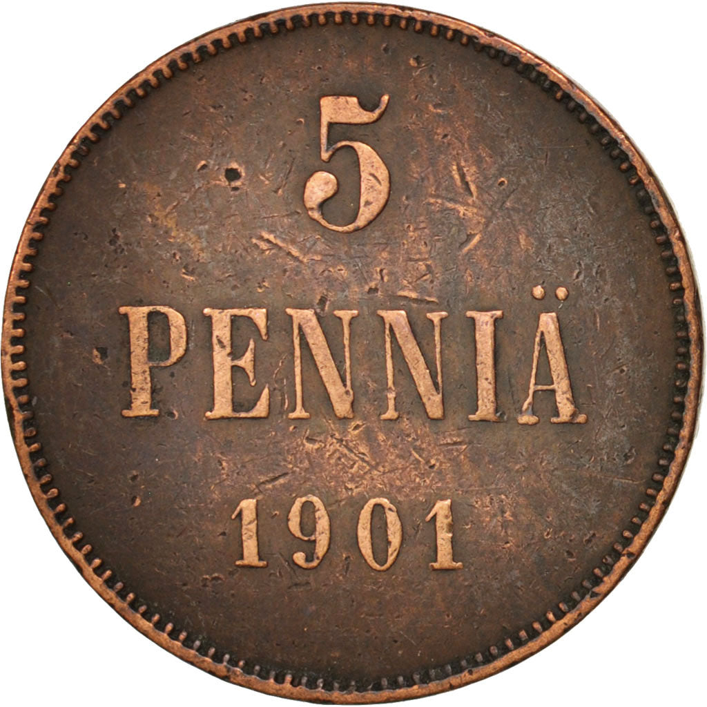 Finland, Nicholas II, 5 Pennia, 1901, EF(40-45), Copper, KM:15