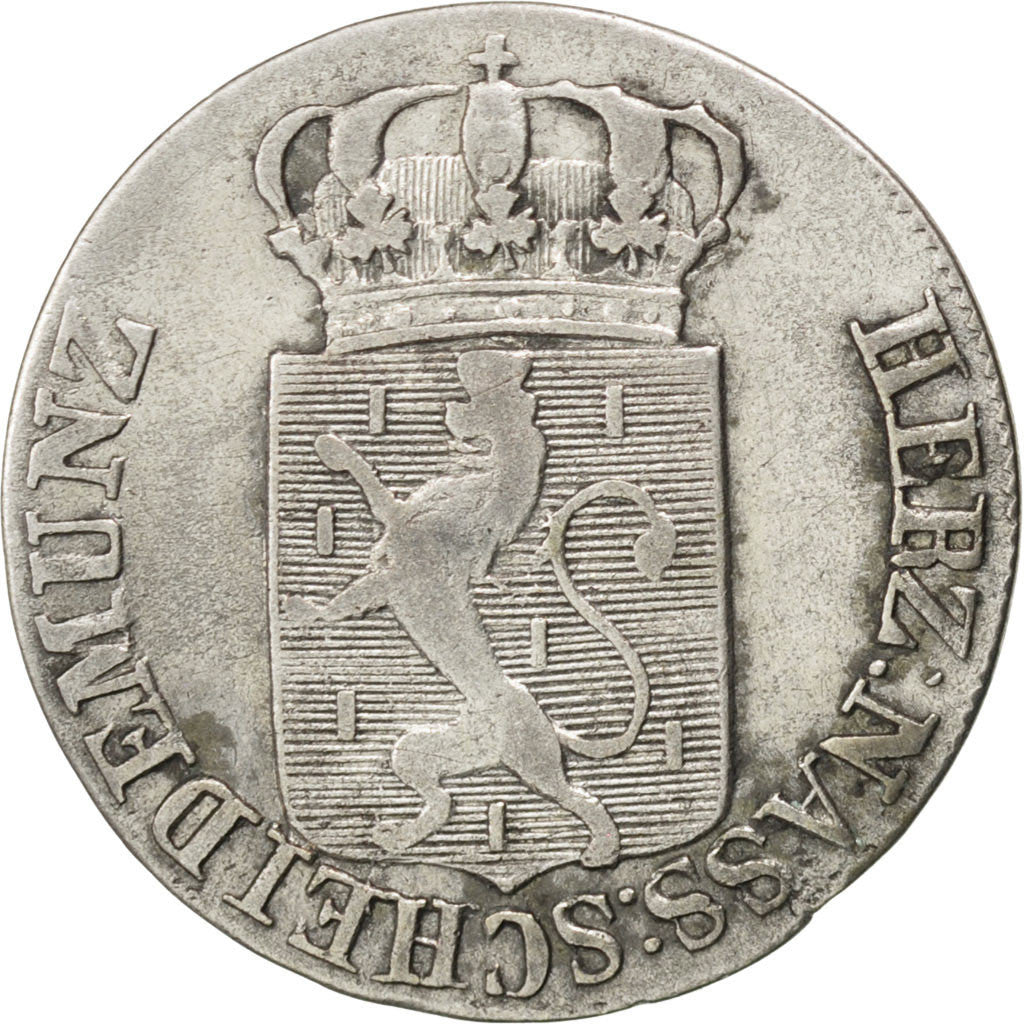 Münze, Deutsch Staaten, NASSAU, Wilhelm, 6 Kreuzer, 1825, SS, Silber, KM:46.2