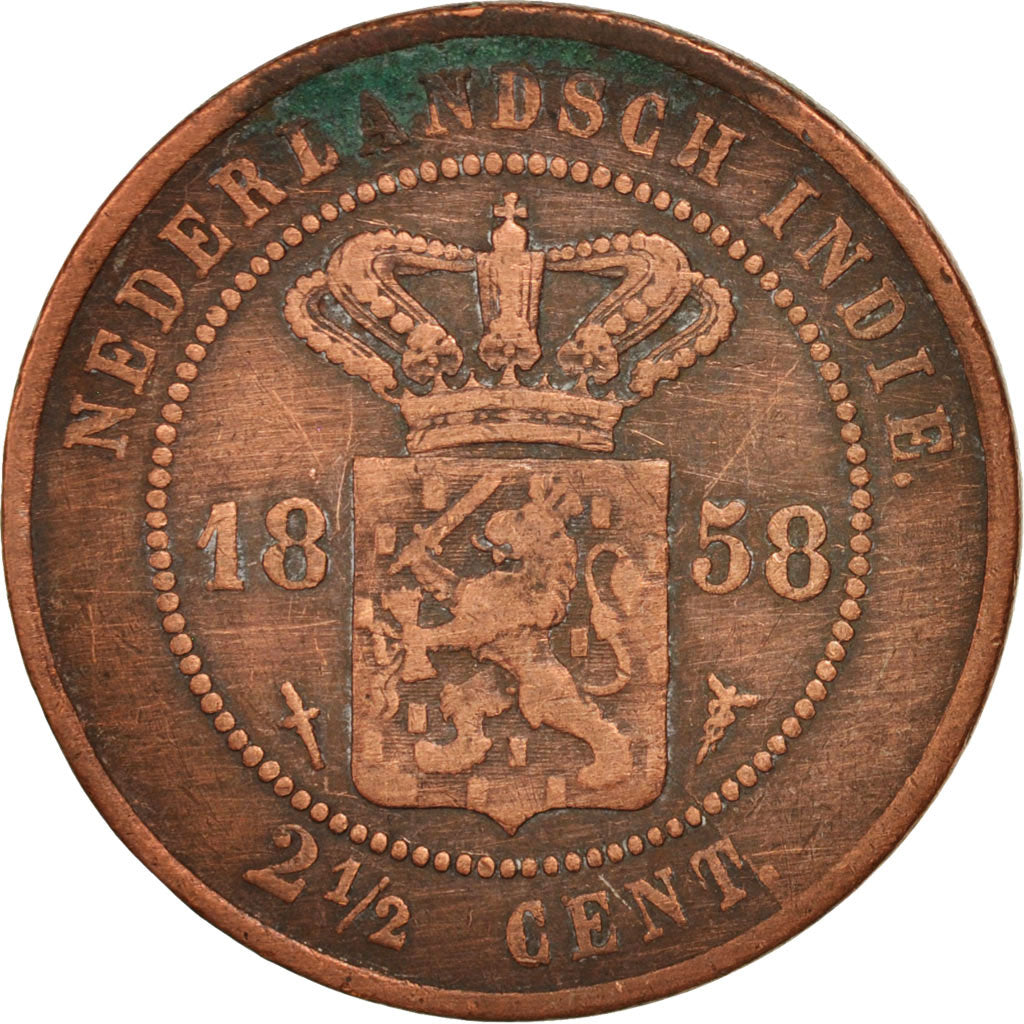 Coin, NETHERLANDS EAST INDIES, Wilhelmina I, 2-1/2 Cents, 1858, Utrecht