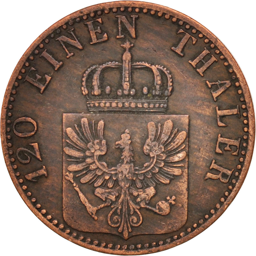 Coin, German States, PRUSSIA, Wilhelm I, 3 Pfennig, 1865, EF(40-45), Copper
