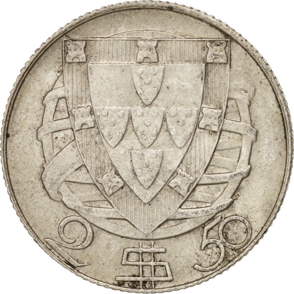 Portugal, 2-1/2 Escudos, 1951, Lisbon, AU(55-58), Silver, KM:580