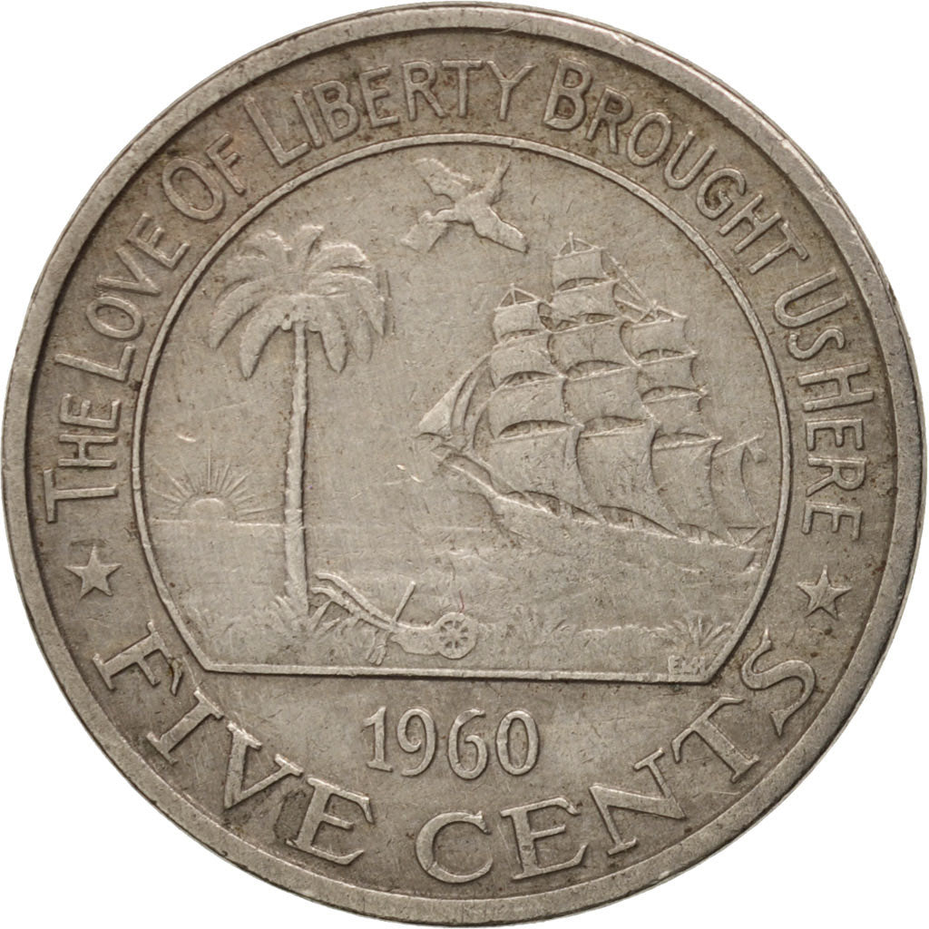 Liberia, 5 Cents, 1960, AU(50-53), Copper-nickel, KM:14