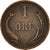 Moneda, Dinamarca, Christian IX, Ore, 1883, Copenhagen, MBC+, Bronce, KM:792.1