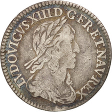 France, Louis XIII, 1/12 Ecu, 1643, Paris, VF(30-35), Silver, Gadoury:46
