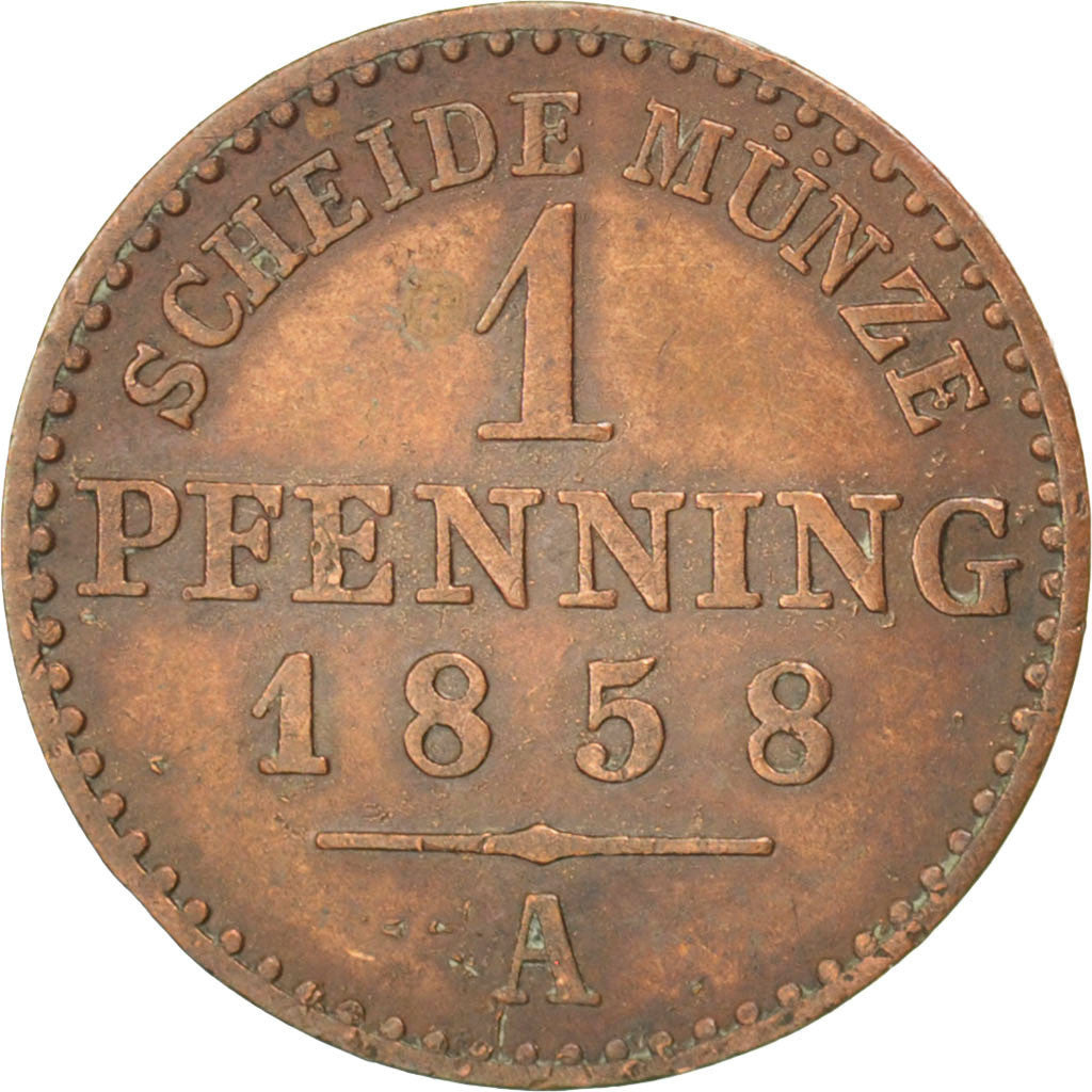 Allemagne, Lippe-Detmold, Léopold III, 1 Pfennige, 1858 A, KM 260