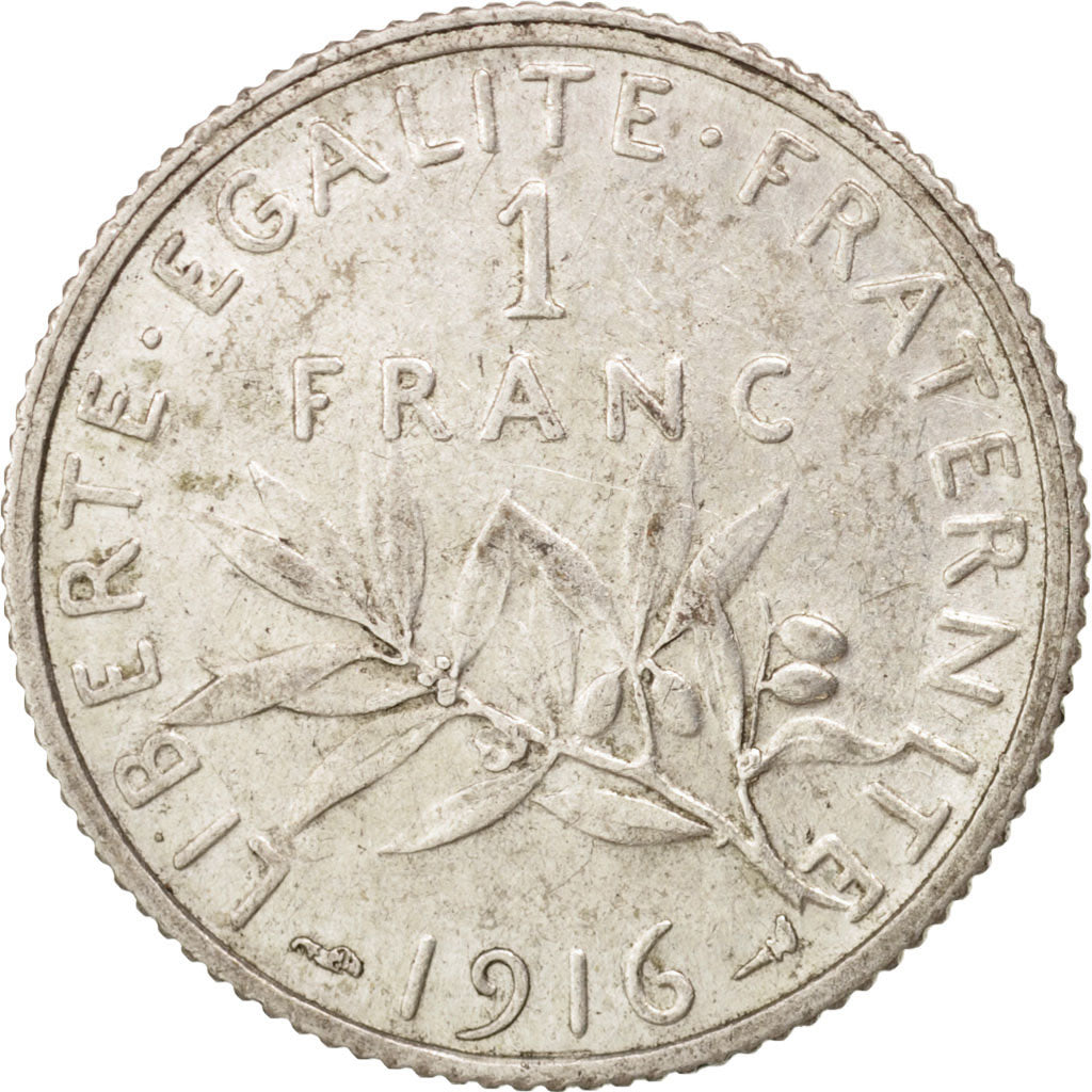 Francia, Semeuse, Franc, 1916, Paris, BB+, Argento, KM:844.1