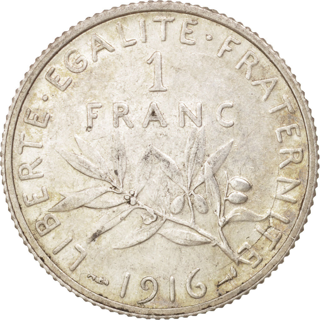 France, Semeuse, Franc, 1916, Paris, TTB+, Argent, KM:844.1
