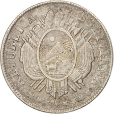 Bolivia, 20 Centavos, 1877, EF(40-45), Silver, KM:159.1