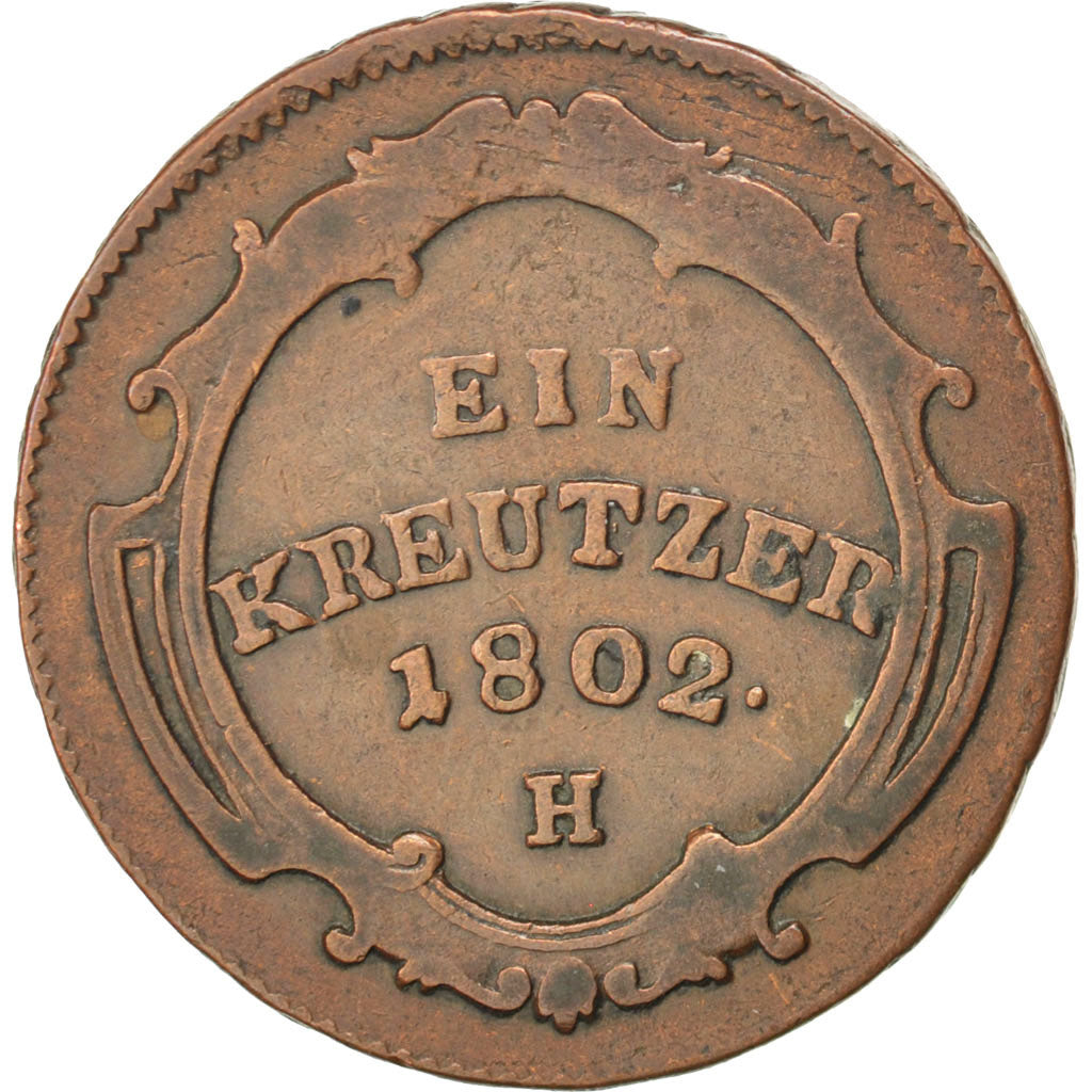 GERMAN STATES, Kreutzer, 1802, G, KM #27, EF(40-45), Copper, 24, 5.66