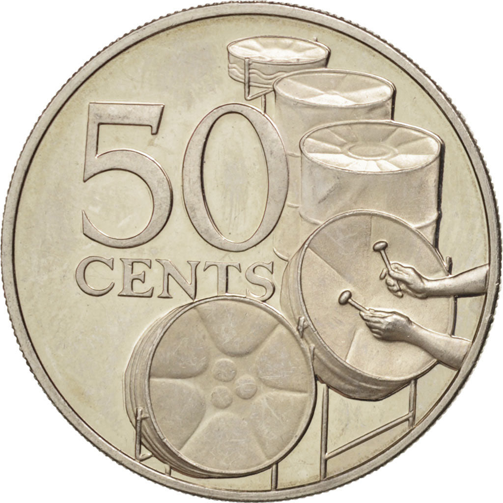Coin, TRINIDAD & TOBAGO, 50 Cents, 1975, Franklin Mint, AU(50-53)