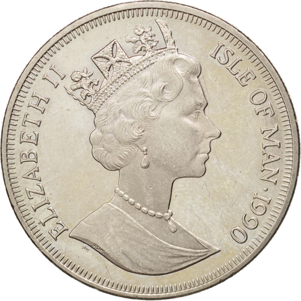 Isle of Man, Elizabeth II, Crown, 1990, Pobjoy Mint, AU(55-58), Copper-nickel