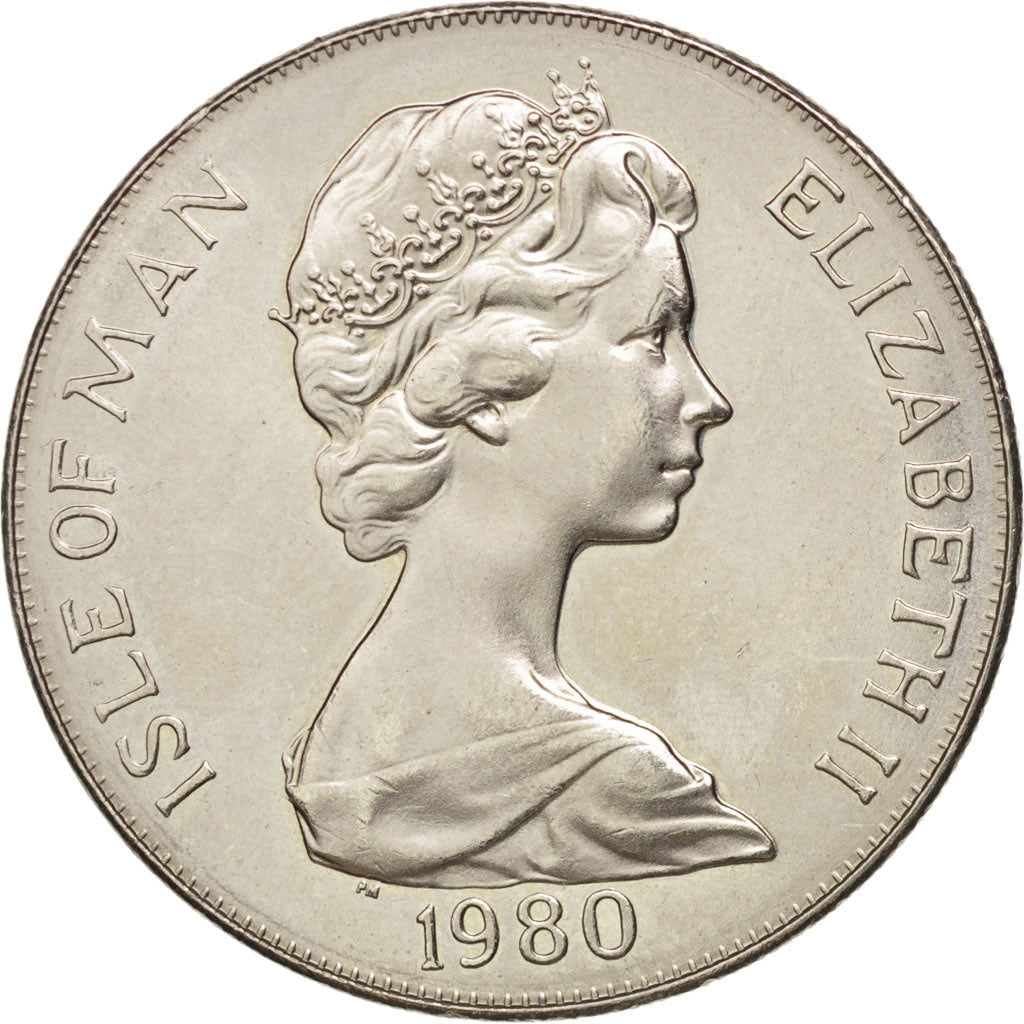 Isle of Man, Elizabeth II, Crown, 1980, Pobjoy Mint, AU(55-58), Copper-nickel
