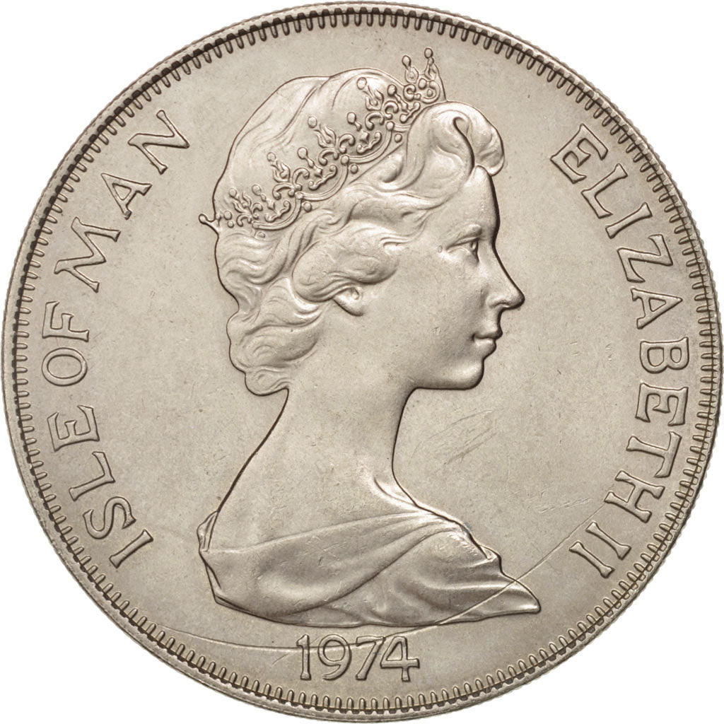 Isle of Man, Elizabeth II, Crown, 1974, Pobjoy Mint, SUP, Copper-nickel, KM:30