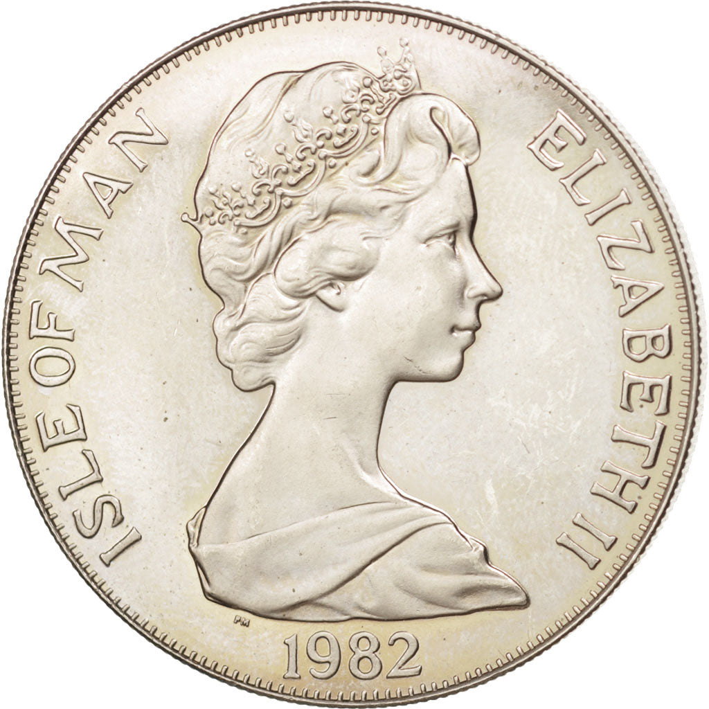 Isle of Man, Elizabeth II, Crown, 1982, Pobjoy Mint, AU(55-58), Copper-nickel