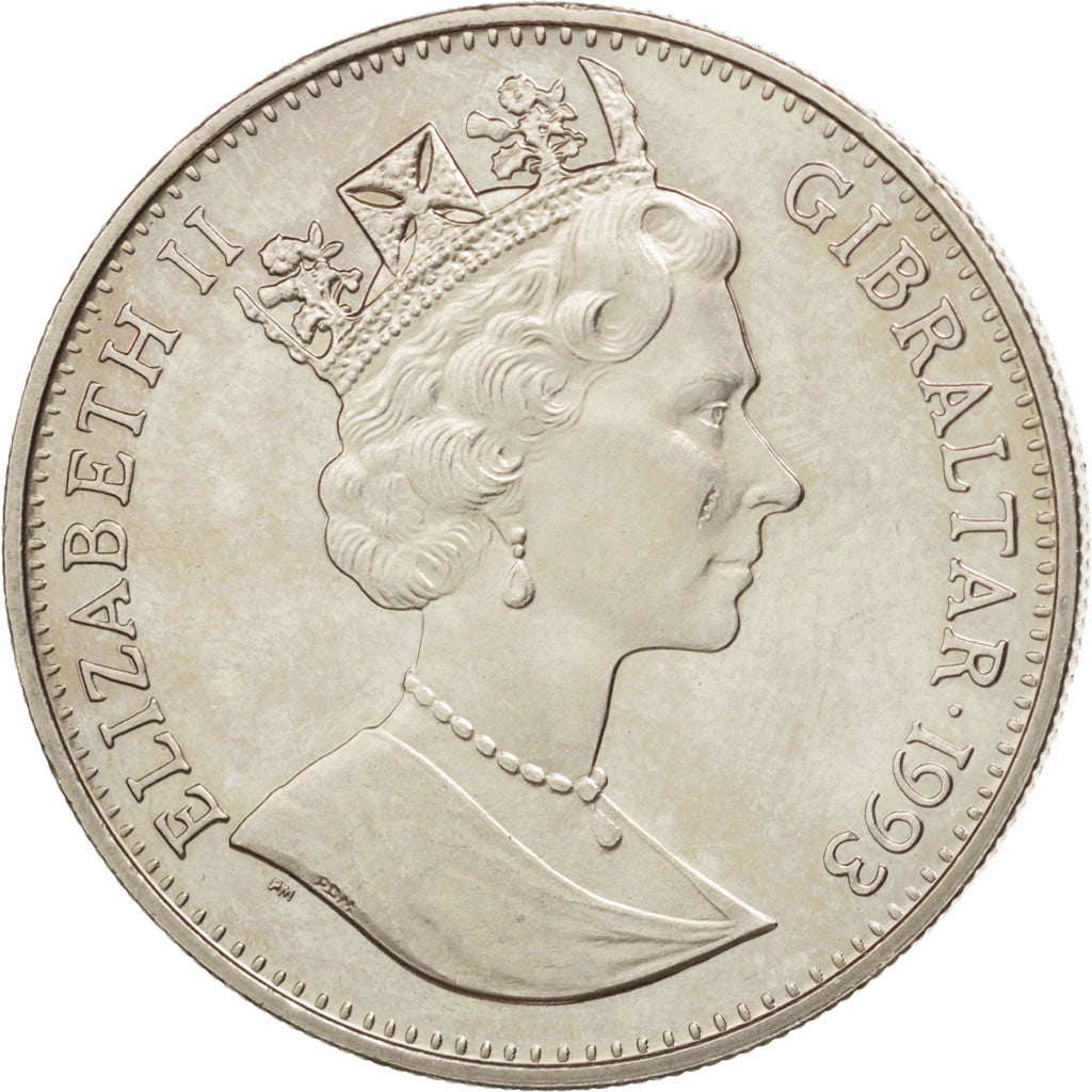 Gibraltar, Elizabeth II, Crown, 1993, AU(55-58), Copper-nickel