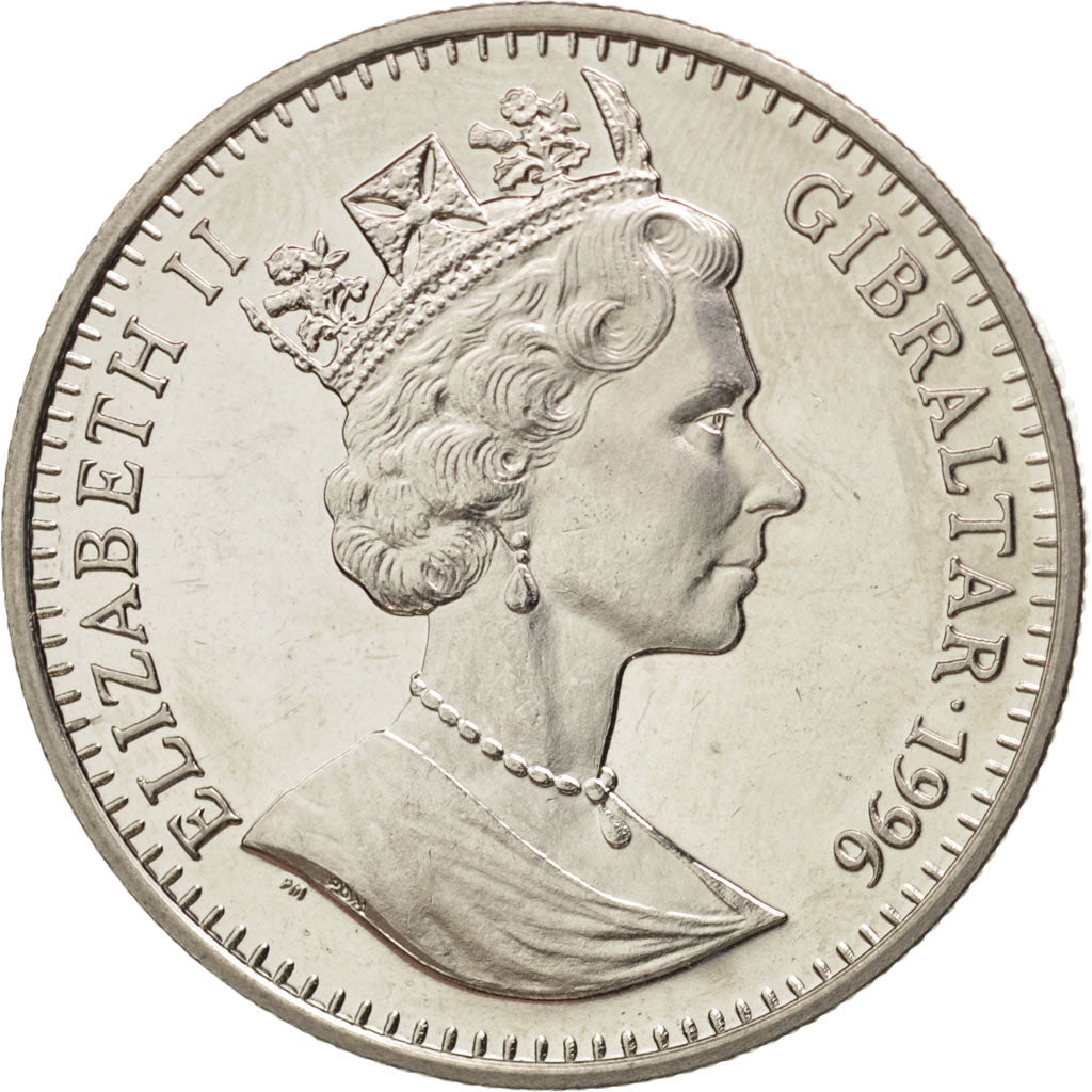 Gibraltar, Elizabeth II, Crown, 1996, AU(55-58), Copper-nickel