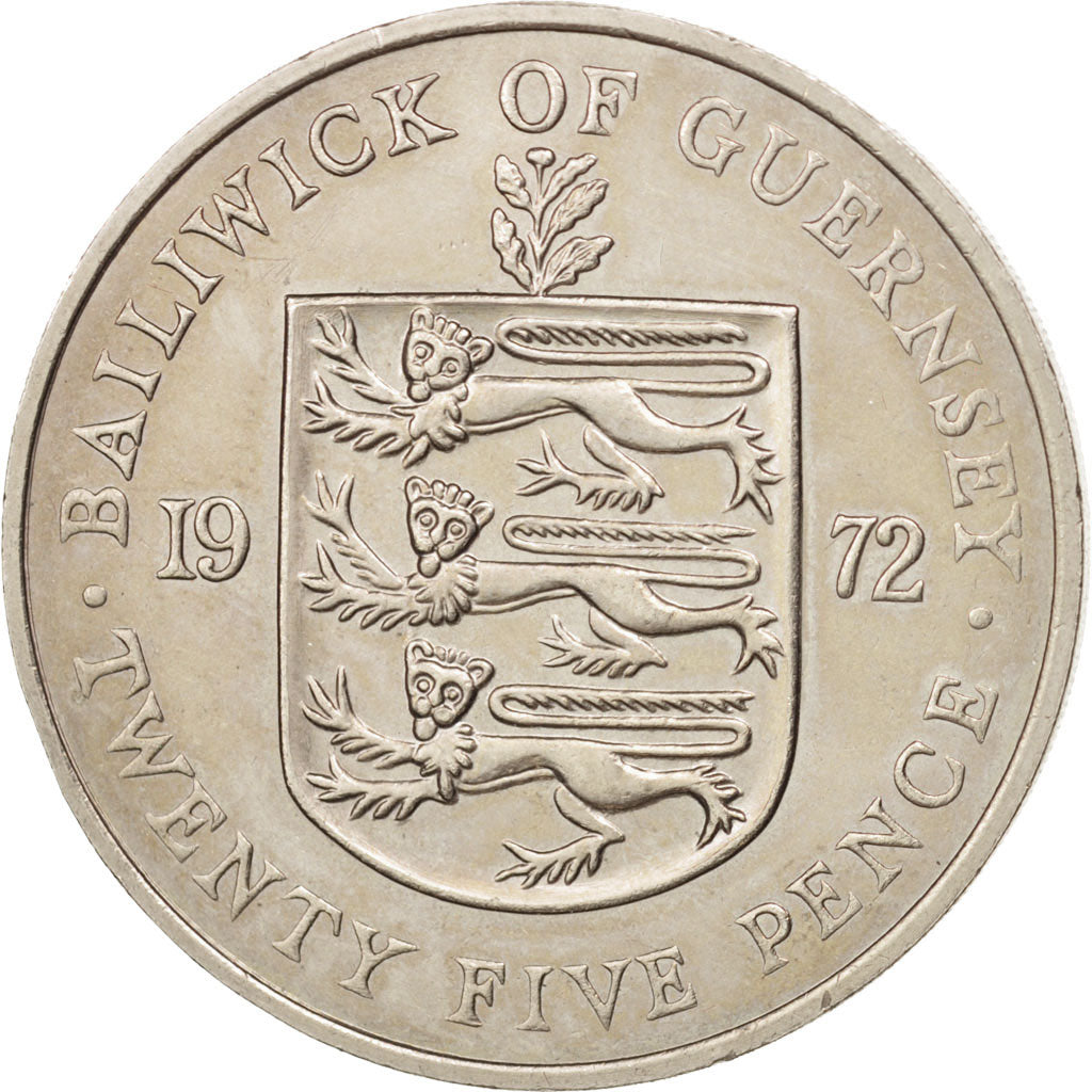Guernsey, Elizabeth II, 25 Pence, 1972, Guernesey, SPL-, Rame-nichel, KM:26