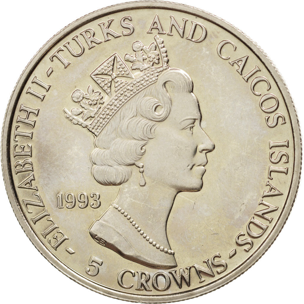 TURKS & CAICOS ISLANDS, Elizabeth II, 5 Crowns, 1993, AU(50-53)
