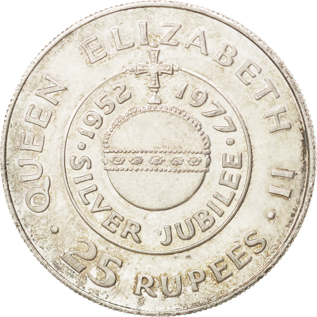 Seychelles, 25 Rupees, 1977, British Royal Mint, AU(50-53), Silver, KM:38