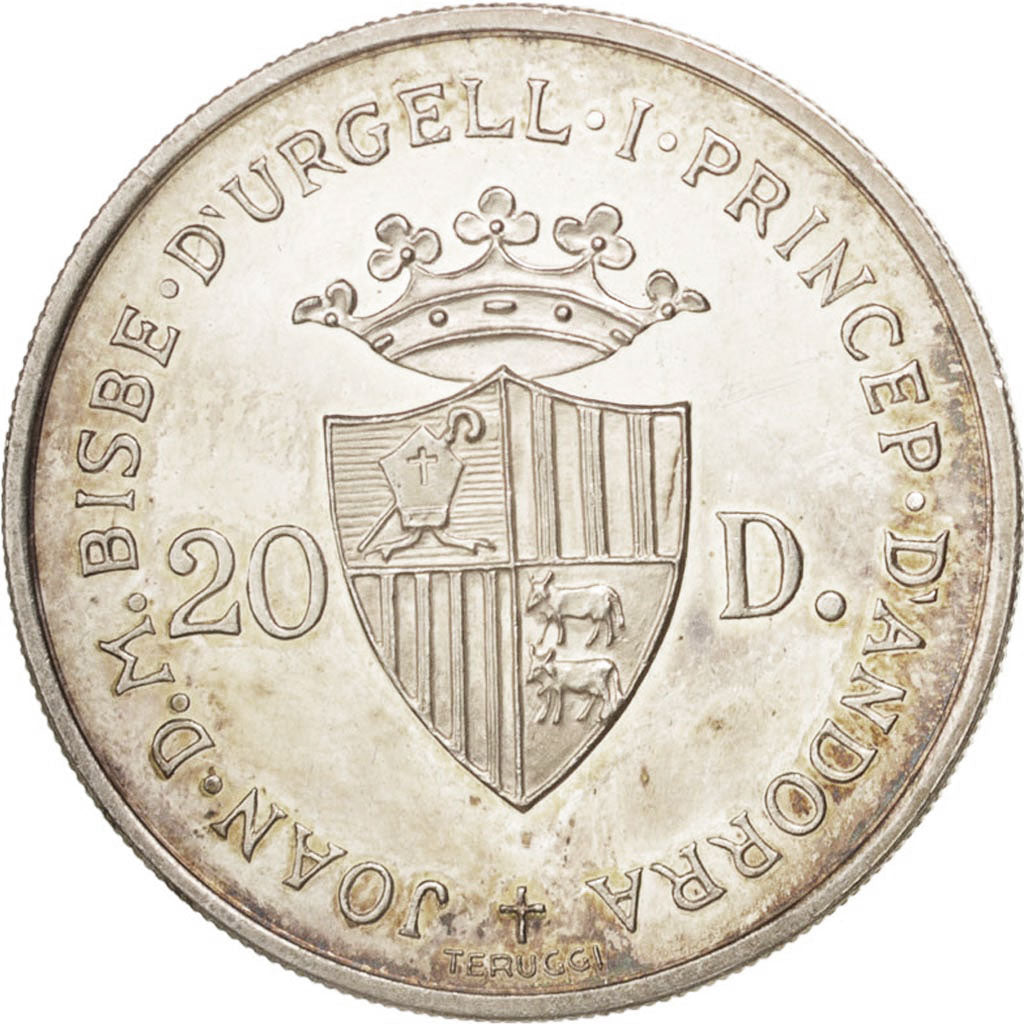 Monnaie, Andorra, 20 Diners, 1984, TTB+, Argent, KM:25