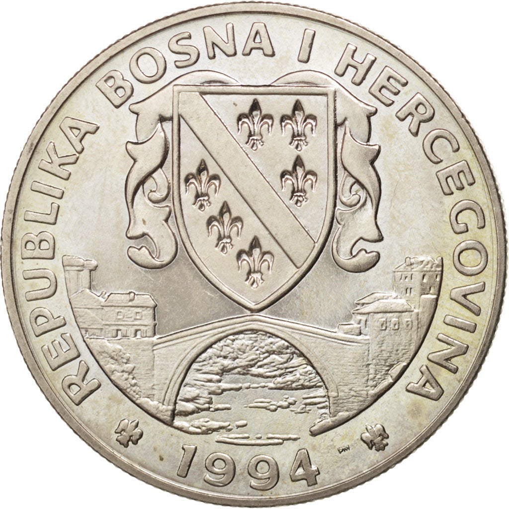 BOSNIA-HERZEGOVINA, 500 Dinara, 1994, AU(55-58), Copper-nickel