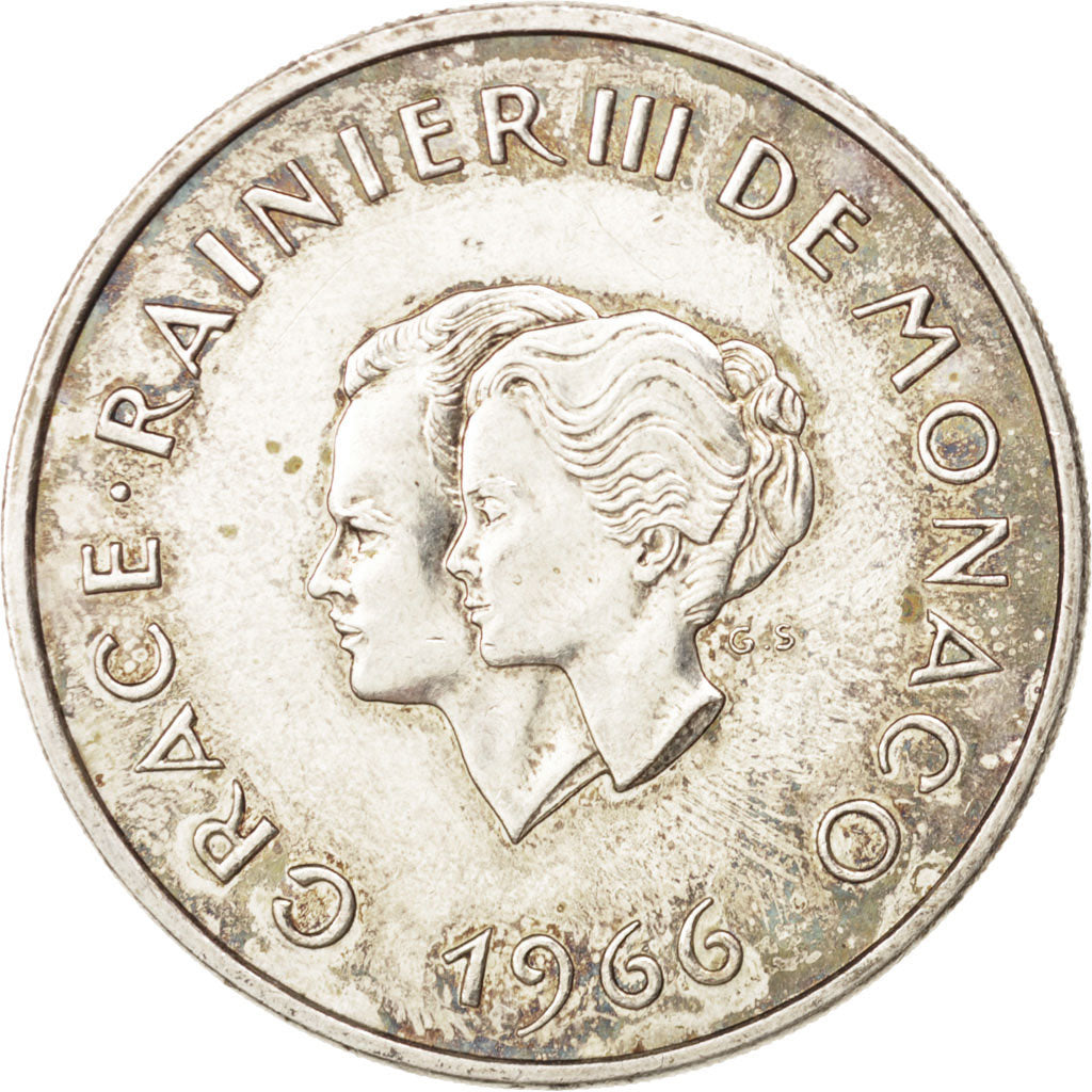 Monaco, 10 Francs, 1966, AU(55-58), Silver, KM:M1