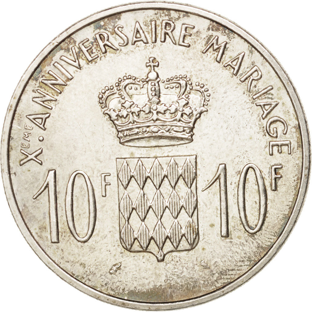 Monaco, 10 Francs, 1966, AU(55-58), Silver, KM:M1