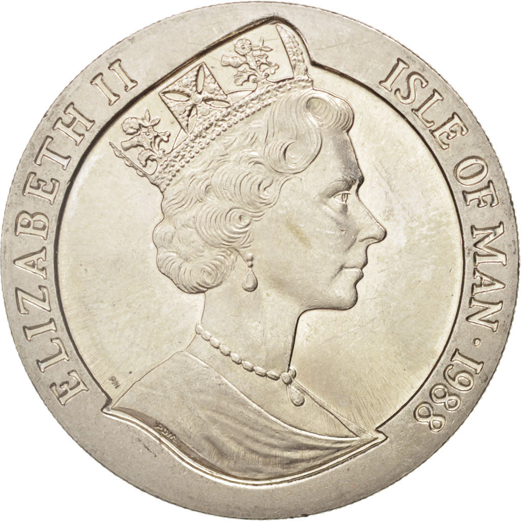 Isle of Man, Elizabeth II, Crown, 1988, Pobjoy Mint, AU(55-58), Copper-nickel