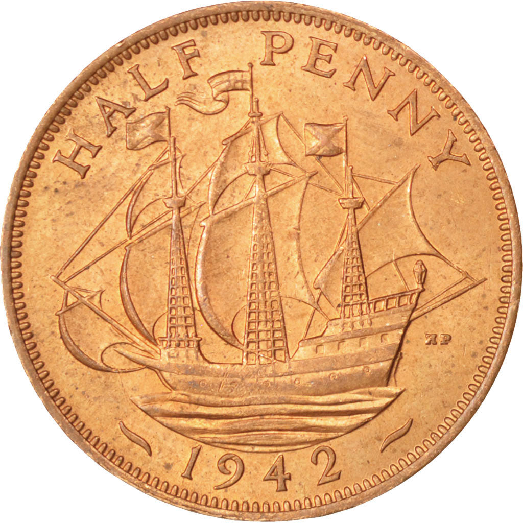 Great Britain, George VI, 1/2 Penny, 1942, MS(60-62), Bronze