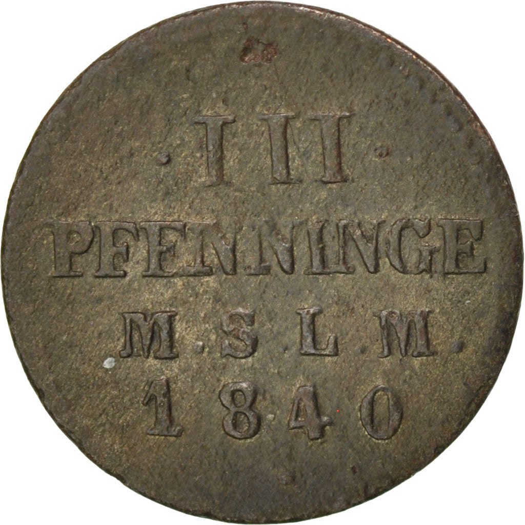 Allemagne, Mecklenburg-Schwerin, Paul Frédéric, 3 Pfenninge, 1840 MSLM, KM 285