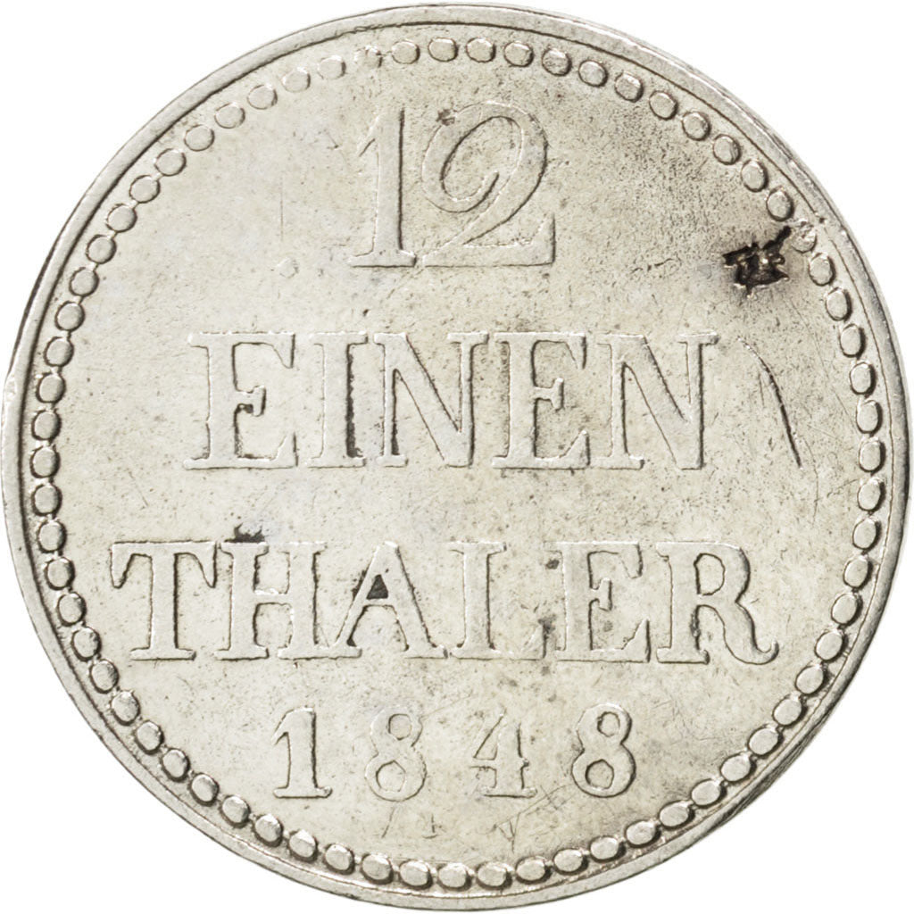 GERMAN STATES, 1/12 Thaler, 1848, KM #302, VF(30-35), Silver, 2.37