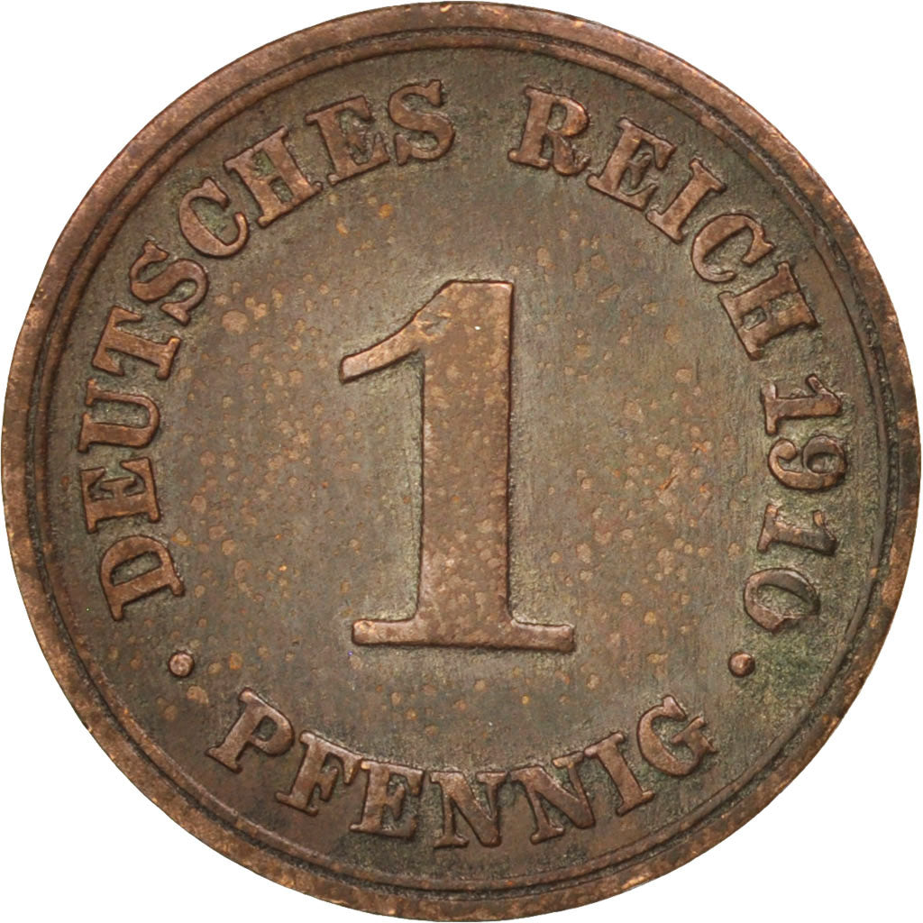 Moneta, NIEMCY - IMPERIUM, Wilhelm II, Pfennig, 1910, Frankfurt, VF(30-35)