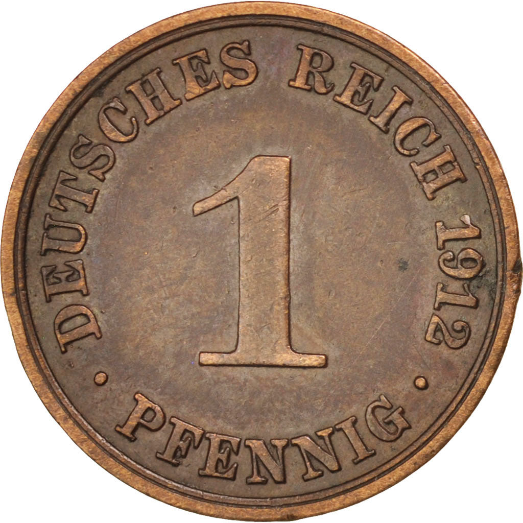 Moneta, NIEMCY - IMPERIUM, Wilhelm II, Pfennig, 1912, Berlin, EF(40-45), Miedź