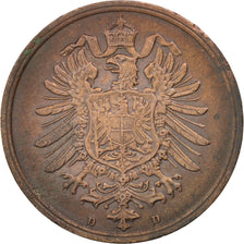 GERMANY - EMPIRE, Wilhelm I, 2 Pfennig, 1873, Darmstadt, AU(50-53), Copper, KM:2