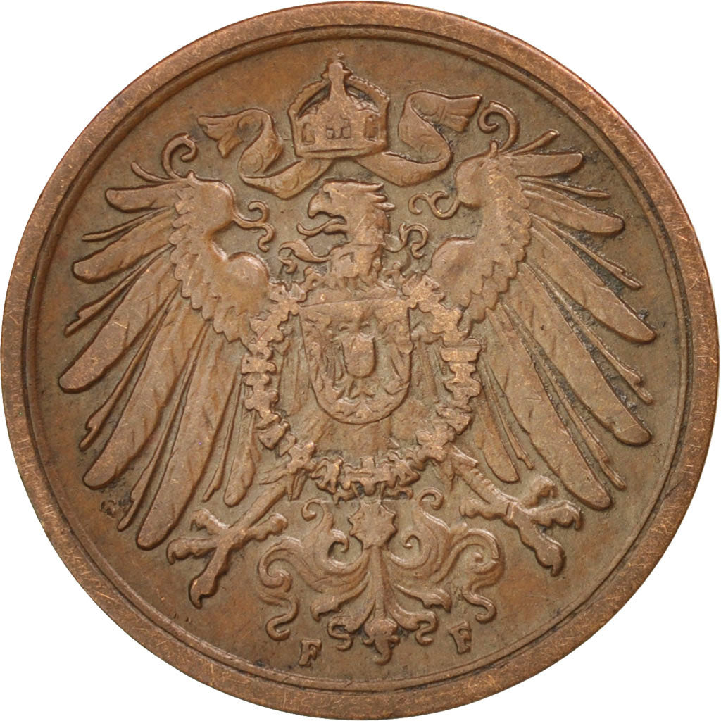 Moneta, GERMANIA - IMPERO, Wilhelm II, 2 Pfennig, 1905, Frankfurt, BB, Rame
