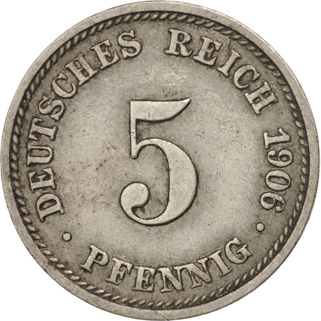 Monnaie, GERMANY - EMPIRE, Wilhelm II, 5 Pfennig, 1906, TTB+, Copper-nickel