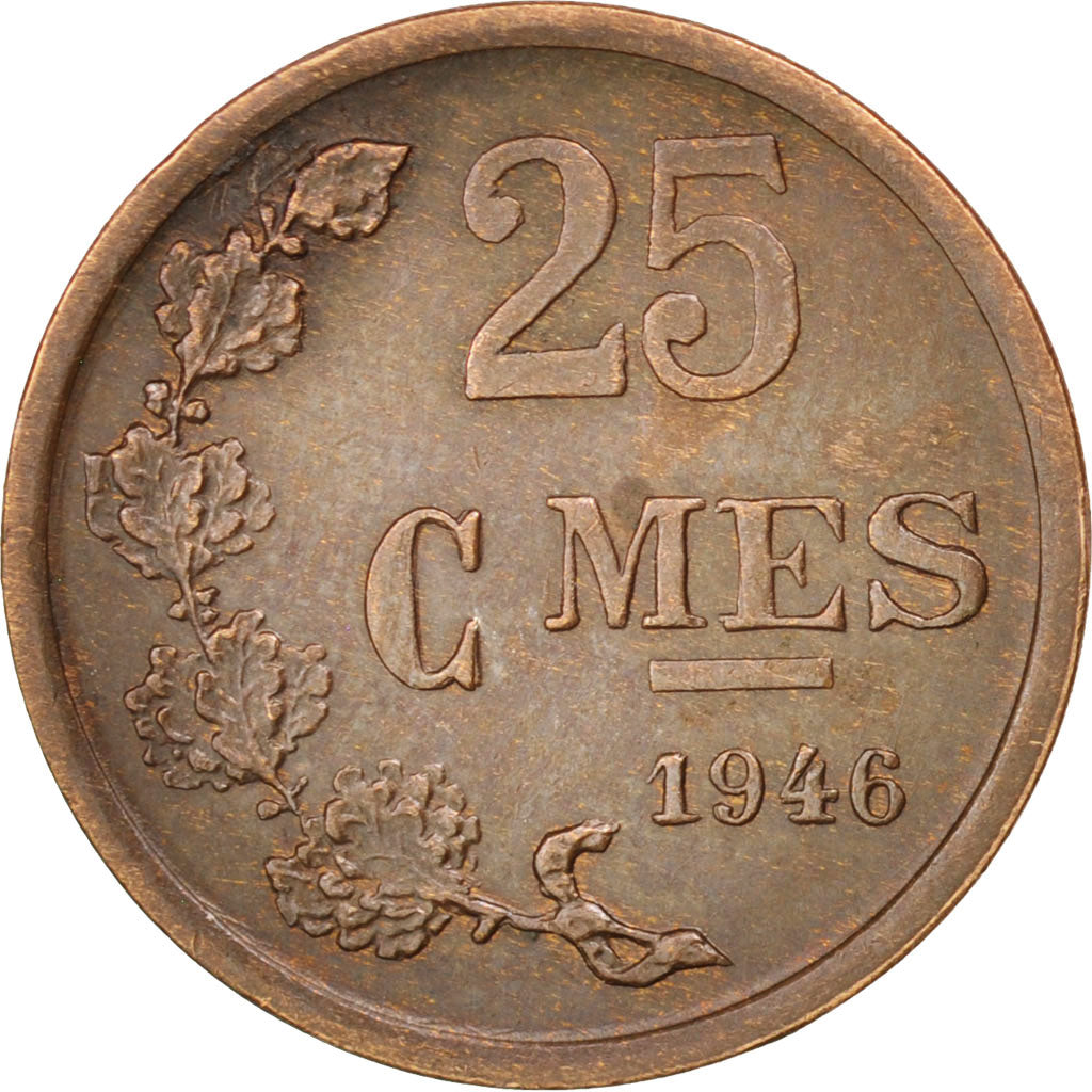 Luxembourg, Charlotte, 25 Centimes, 1946, Luxembourg, TTB+, Bronze, KM:45