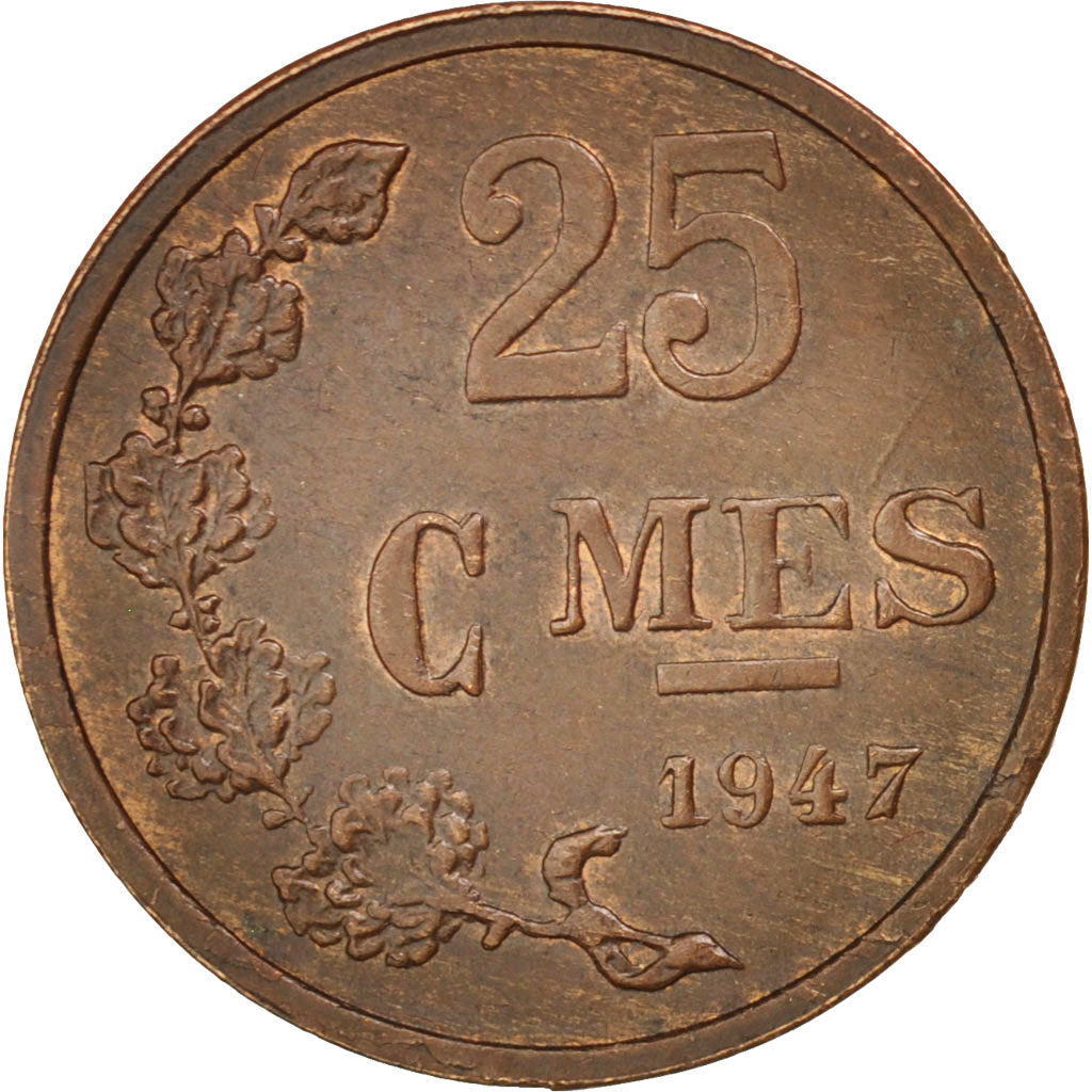 Coin, Luxembourg, Charlotte, 25 Centimes, 1947, Luxembourg, AU(55-58), Bronze