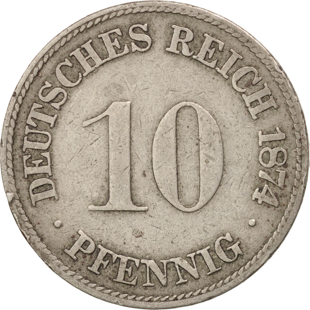 Coin, GERMANY - EMPIRE, Wilhelm I, 10 Pfennig, 1874, EF(40-45), Copper-nickel