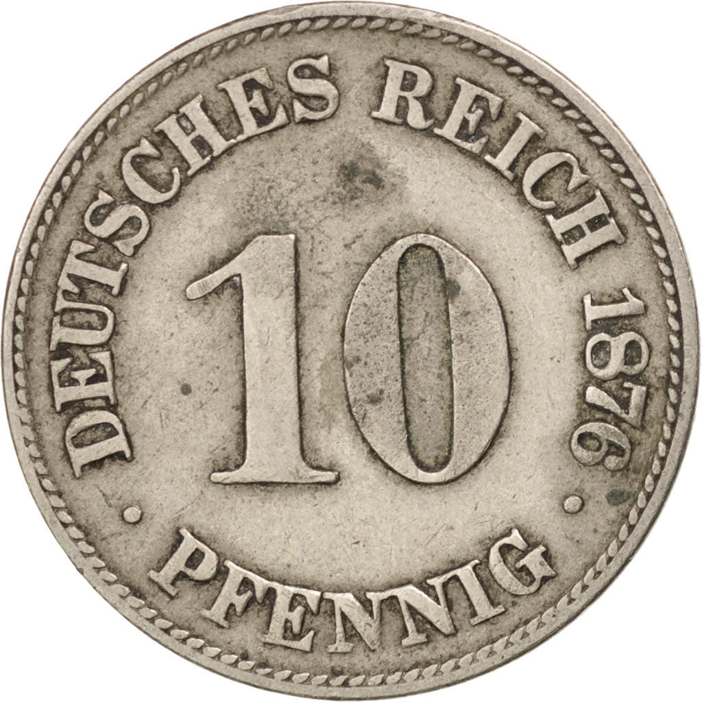 Moneta, GERMANIA - IMPERO, Wilhelm I, 10 Pfennig, 1876, BB+, Rame-nichel, KM:4