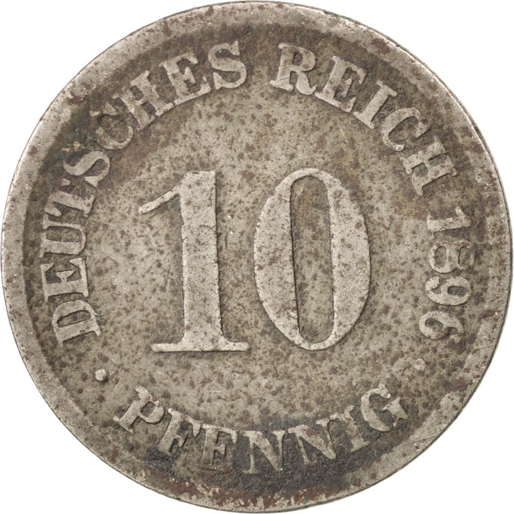 Moneta, GERMANIA - IMPERO, Wilhelm II, 10 Pfennig, 1896, MB, Rame-nichel, KM:12