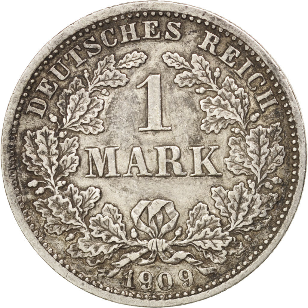 Coin, GERMANY - EMPIRE, Wilhelm II, Mark, 1909, Munich, AU(50-53), Silver, KM:14
