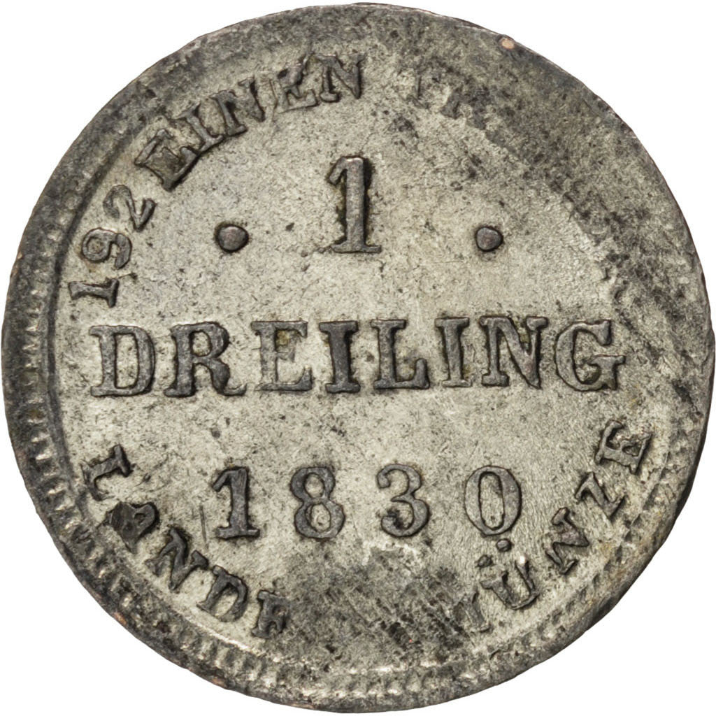 GERMAN STATES, 3 Pfennig, Dreiling, 1830, KM #267, EF(40-45), Silver, 0.41