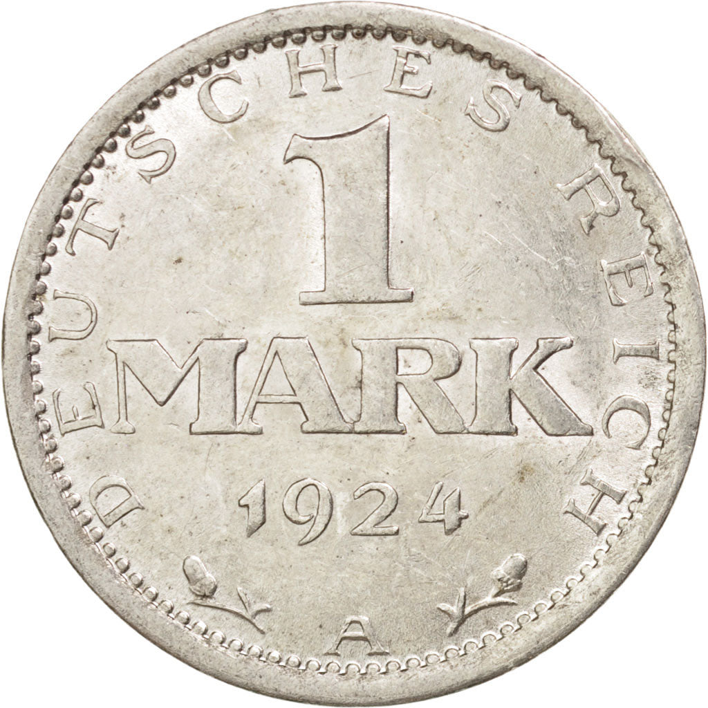 Coin, GERMANY, WEIMAR REPUBLIC, Mark, 1924, Berlin, AU(55-58), Silver, KM:42