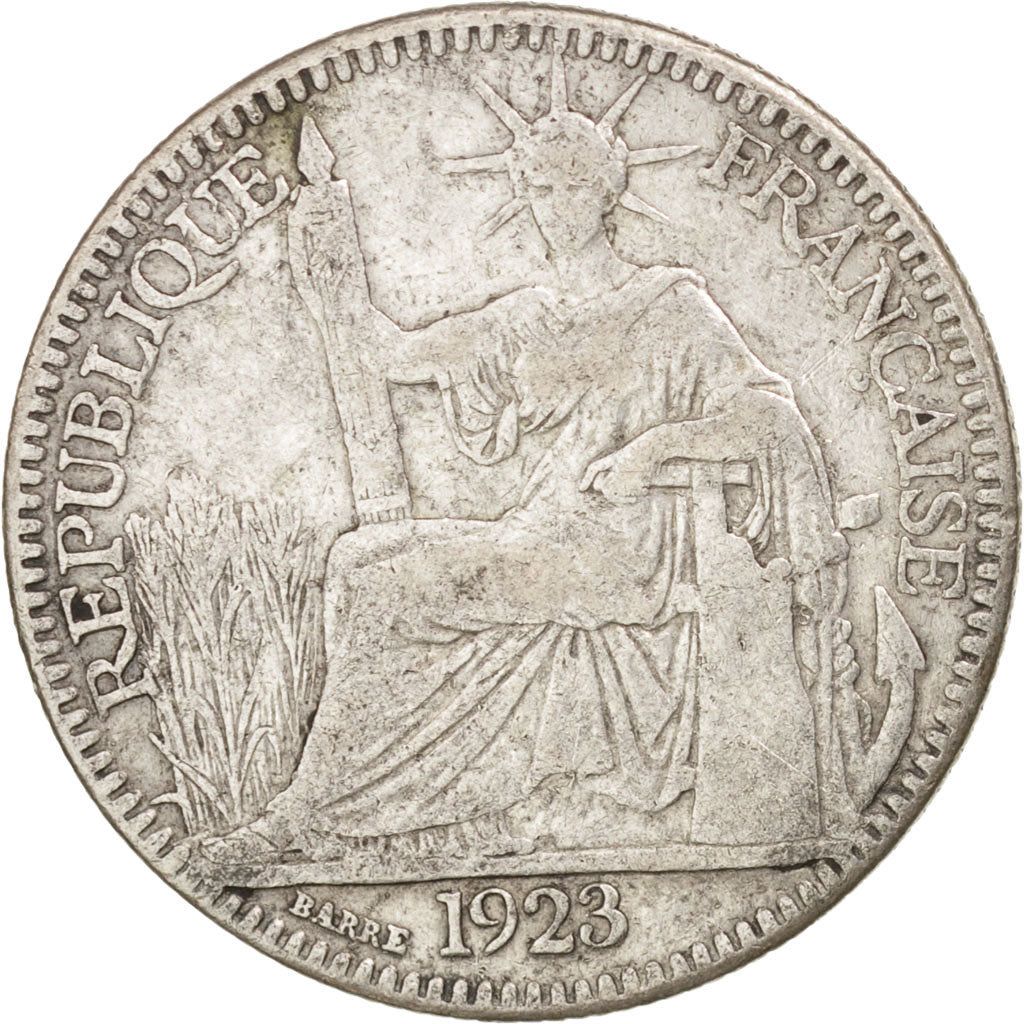 FRENCH INDO-CHINA, 10 Cents, 1923, Paris, VF(20-25), Silver, KM:16.1