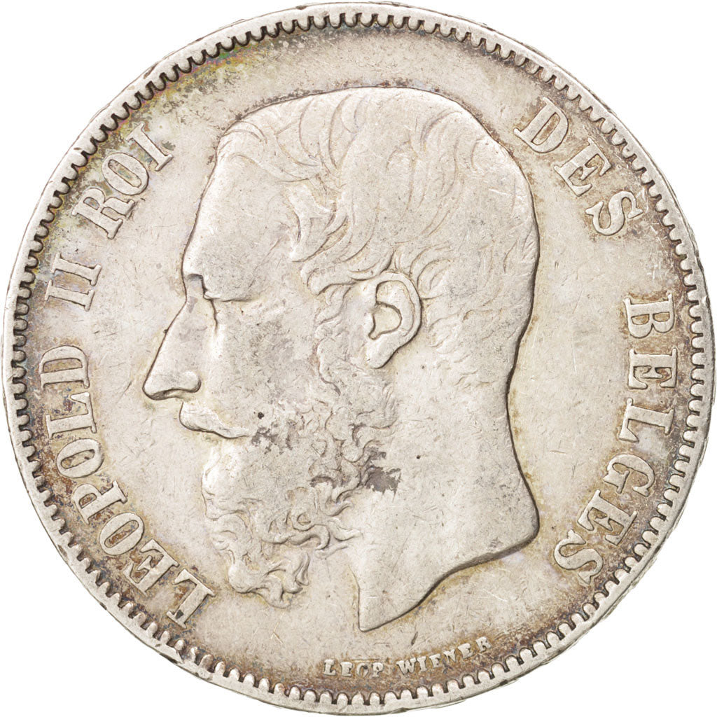 Belgium, Leopold II, 5 Francs, 5 Frank, 1870, EF(40-45), Silver
