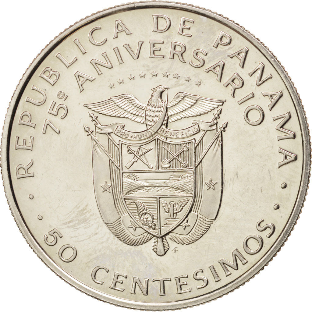 Panama, 50 Centesimos, 1978, U.S. Mint, AU(55-58), Copper-Nickel Clad Copper
