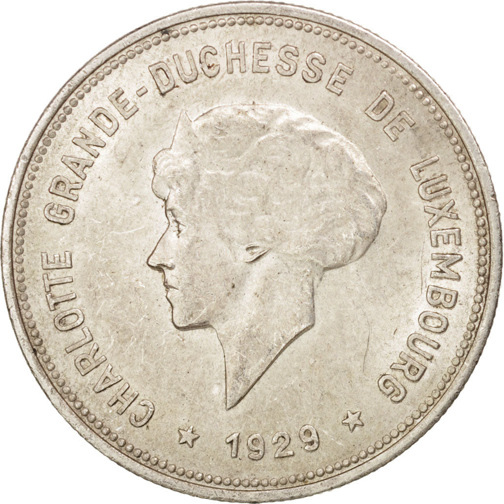 Luxembourg, Charlotte, 5 Francs, 1929, Luxembourg, MS(63), Silver, KM:38