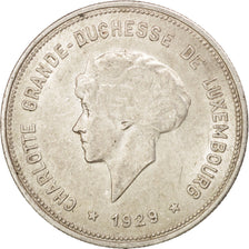 Luxembourg, Charlotte, 5 Francs, 1929, Luxembourg, MS(63), Silver, KM:38