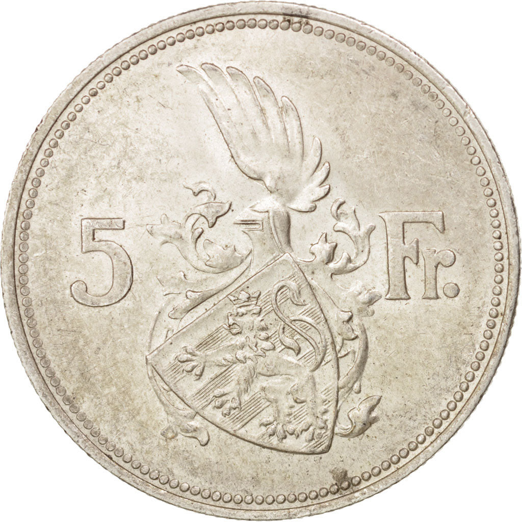 Luxembourg, Charlotte, 5 Francs, 1929, Luxembourg, MS(63), Silver, KM:38